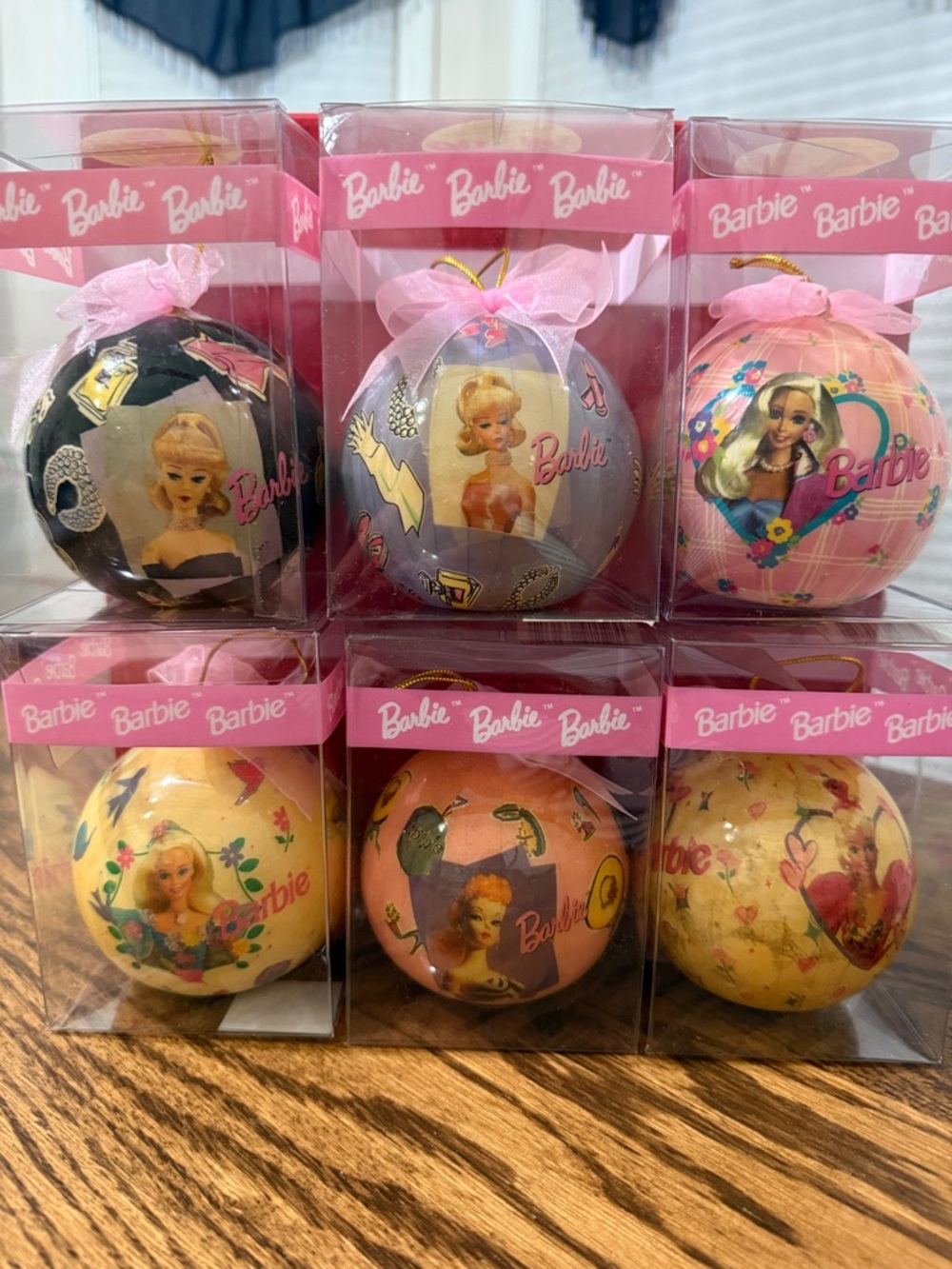 Barbie Pink, Black, Gray and Pastel Decorative Ornament Set of 6